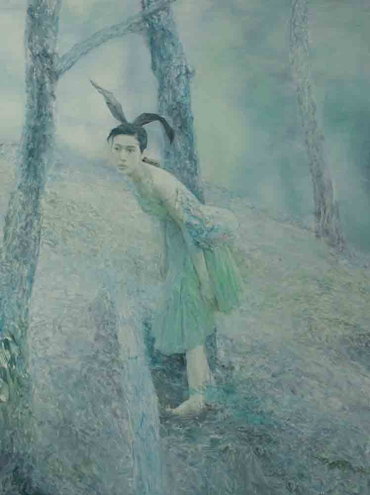 油画家何多苓油画作品《兔子森林》